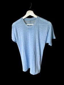Vintage 70's Blank Powder Blue T Shirt Medium Grunge No Sz Tag Sheer Distressed - Bild 1 von 8