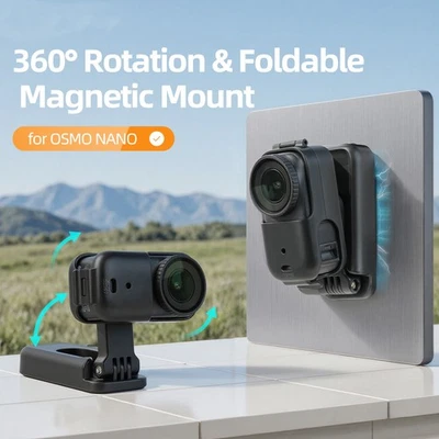 For DJI Osmo Action NANO Camera 360° Rotating Magnetic Foldable Mount - Image 1 of 4