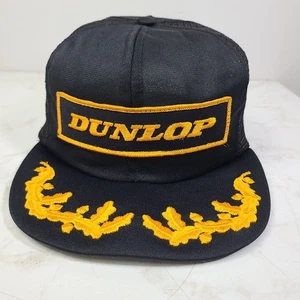 VTG Dunlop Tire Gold Leaf Patch Scambled Egg Cap Hat Snapback Trucker Meshback 1 - Picture 1 of 7