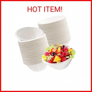 100 Pack 8oz Disposable Paper Bowls,Compostable Bagasse Bowls,Small Biodegradabl - Picture 1 of 2