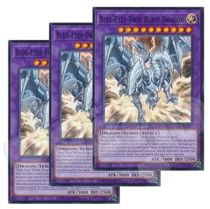 Yugioh Blue-Eyes Twin Burst Dragon x 3 - Unlimited Misprint NM - Plus Free Holo - Picture 1 of 1