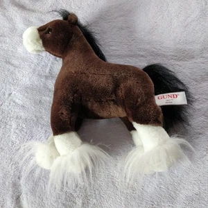 Gund Clyde Pferd Stofftier Plüschtier Clydesdale braun weiß Füße 10 Zoll hoch  - Bild 1 von 5