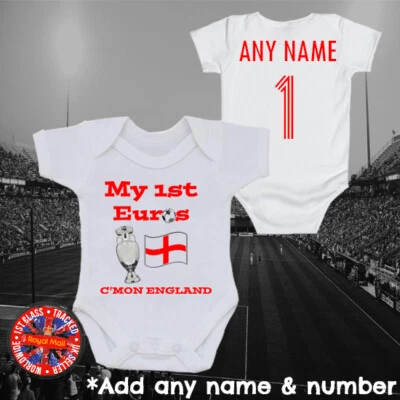 DUNNES STORES England My First Euro personalisierter Fußball Body Jungen Mädchen Strampler