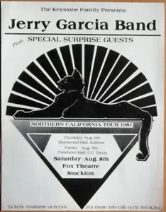 Grateful Dead JERRY GARCIA BAND "California Tour" Original 1981 US Poster Flyer - Bild 1 von 1
