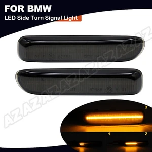For 98-2006 BMW E46 Coupe Convertible Smoked Sequential LED Side Marker Light 2X - Foto 1 di 11