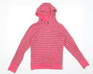 Pineapple Womens Pink Striped Cotton Pullover Hoodie Size 8