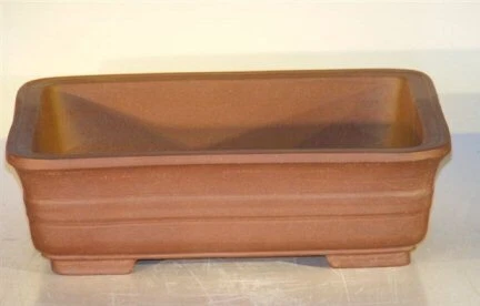 Tan Unglazed Ceramic Bonsai Pot Rectangle  OD 12"x9.625"x3.5" Flower Pot - Image 1 of 1
