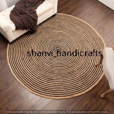 Handmade Home Living Round Braided Jute Rugs Floor Area Rugs Hand Woven Rag Rugs - Image 1 of 4