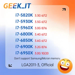 ✅Intel Core i7-5820K i7-5930K i7-5960X i7-6800K i7-6850K i7-6900K i7-6950X CPU - Picture 1 of 10