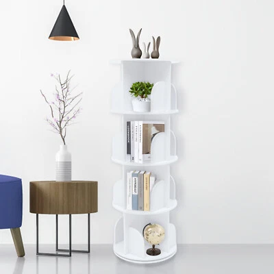 4 Tiers 360° Rotating Bookshelf Bookshelf Organizer Floor Standing Storage Shelf - Image 1 of 4