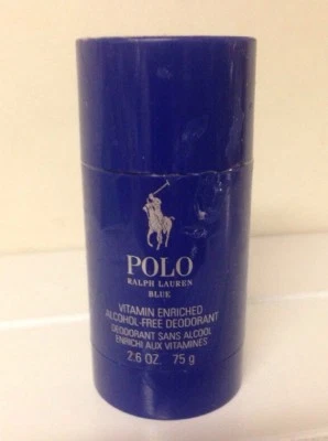 Novo bastão desodorante vitamínico selado Ralph Lauren polo azul sem álcool 2,6 oz 75 g - Imagem 1 de 4