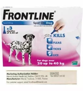 Frontline Spot On Flea & Tick for Large Dogs 20-40kg - 3 pipettes - AVM-GSL - Picture 1 of 1