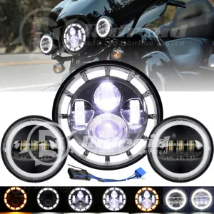 Combo de faros LED de 7 pulgadas y luces de paso antiniebla de 4,5 para Harley Ultra Street Glide - Imagen 1 de 18