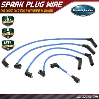 5x Spark Plug Wire Sets for Dodge Colt 92-95 Eagle Summit Mitsubishi Plymouth - Image 1 of 4