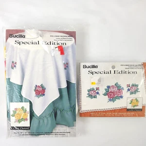 Bucilla punto de cruz rosas y cinta tapa de mesa y tocador con hilo 64683 - Imagen 1 de 10