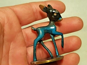 RARE VTG !!! HAKULI ISRAEL BRONZE BAMBI FIGURA SIGNED & PURCHASE TAX 50'S - Picture 1 of 7