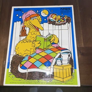 Playskool 1984 Big Bird Sesame Street Bird Time Stories Wood Puzzle Vtg - Picture 1 of 4