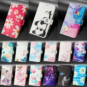 Shockproof Painted Wallet Book Cover for ZTE Blade A52 A73 A53 V40S V60 A75 A35 - Picture 1 of 30