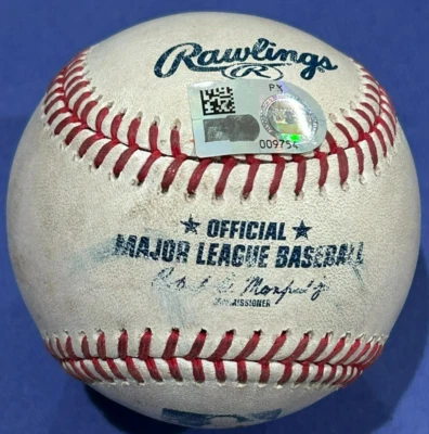 SCHUNK "FOUL" SORIANO MARLINS ROCKIES GAME USED BASEBALL AUGUST 28 2024 MLB - Image 1 of 4