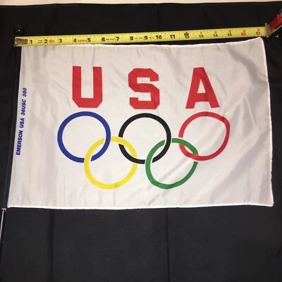 2 USA OLYMPIC GAMES ATLANTA 1996 FLAG BANNER EMERSON AUTHENTIC VINTAGE OLYMPICS - Image 1 of 4