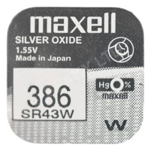 386 SR43W| MAXELL Brand | Silver Oxide Watch Battery |1.55v | 1 x Single Pack - Picture 1 of 1