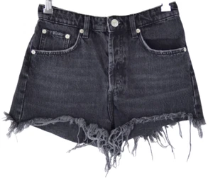 Zara Denim Shorts Black Frayed Hem 100% Cotton Cut Offs Girls Teen EU 36 UK 8 - Picture 1 of 9