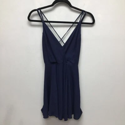 Silence + Noise Womens Skater Dress Blue V Neck Sleeveless Spaghetti Strap XS - Image 1 of 4