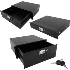 19" Rack Mount 2U 3U 4U Locking Drawer Pro Audio DJ Rack Lock Storage Cabinet - Picture 1 of 8