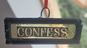 Stained Glass confess church amber leaded hanging piece - Picture 1 of 5