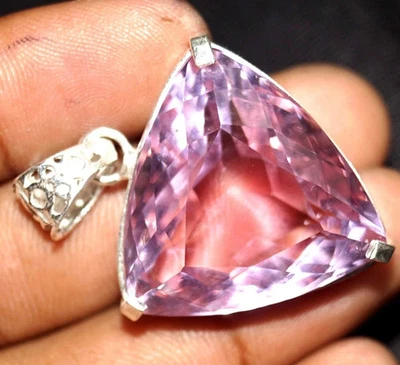 Natural 90.20 Ct+ Certified Brazilian Pink Kunzite 925 Silver Pendant Gemstone - Image 1 of 4