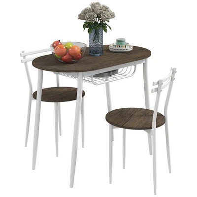 HOMCOM Dining Table and Chairs Set of 3, Oval Kitchen Table with 2 Chairs - Image 1 of 4