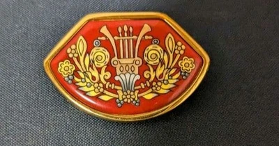 Hermes Pin Brooch Enamel Gold Plated Used No Box - Image 1 of 2