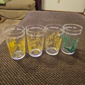 Vtg Welch's Flintstones Cartoon 1962/64 Hanna Barbera Juice Jelly Glasses Set 4 - Picture 1 of 11