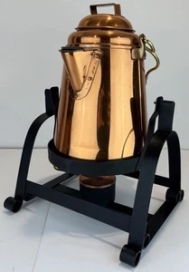 Copper Coffee Cowboy Pot Iron Stand Vintage Kettle Very Large Server SHOWPIECE! - Picture 1 of 24