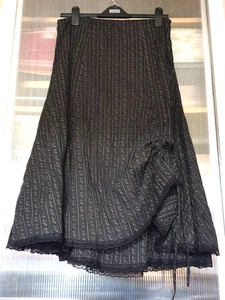 Black Long Panels Flowers Stripes Floral Lace Gypsy Boho Skirt UK 12 Eu 38 RARE - Picture 1 of 19