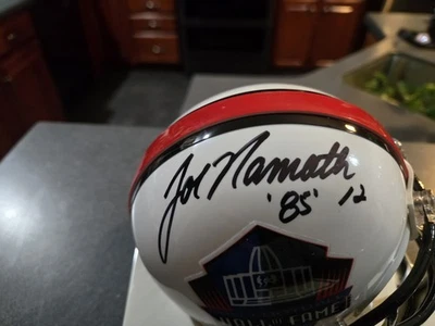 Joe Namath Signed Hall of Fame Mini Helmet Ins.H.O.F. "85" The Hollywood Grove - Image 1 of 4