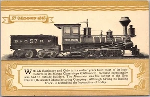 1927 BALTIMORE & OHIO RAILROAD Postcard MEMNON Locomotive No. 57 "Centenary" - Picture 1 of 2