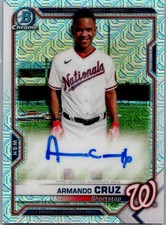 2021 Bowman Chrome #BCMA-AC Armando Cruz Prospect Autographs Mojo Refractor