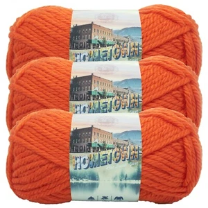(3 Pack) Lion Brand Yarn 135-133L Hometown Bulky Yarn, Syracuse Orange - Picture 1 of 4