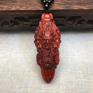 Afrikanischer kleiner Blatt Rosenholz geschnitzt großer schwarzer Himmel Diamant Demon Slayer Anhänger - Bild 1 von 6