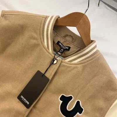 Chaqueta universitaria True Religion para hombre beige poliéster manga larga XL NUEVA CON ETIQUETAS Foto 1 de 4