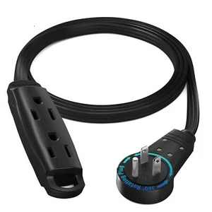 360 Degree Rotating Flat Extension Cord 3 Ft Multi 3 Outlet Power Cord Ground... - Picture 1 of 9
