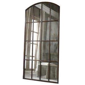 Antiqued Glass Window Arch Wall Floor Mirror XL 82 in Oversize Bronze Dramatic - Picture 1 of 12