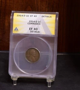 1914-D Lincoln Wheat Cent - ANACS EF40 Details, Corroded (#57674-L) - Picture 1 of 12