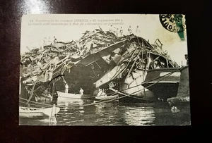 CPA 83 Catastrophe du Cuirassé LIBERTÉ - 25 Septembre 1911 - La Tourelle avant - Imagen 1 de 2