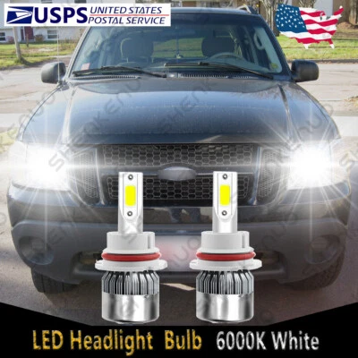 6000K White For 2001-2005 Ford Explorer Sport Trac LED Headlight Hi/Lo Bulbs C6B - Image 1 of 4