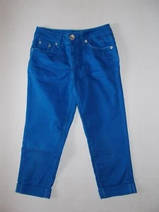 Justice Girls Royal Blue Denim Jeans Straight Leg w/Cuffs Stretch Size 8R EUC - Picture 1 of 8