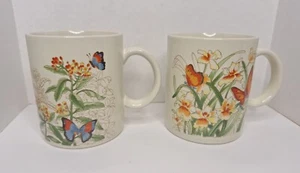 Vintage Coffe Tea Set Mugs Cups W/ Butterflys And Flowers Made In Japan Colorfu - Picture 1 of 10