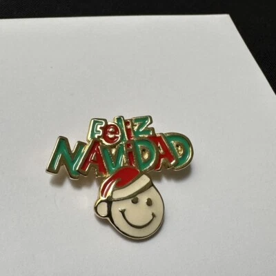 Broche Prendedor Berebi Firmado EB Feliz Navidad Esmalte Tono Dorado Foto 1 de 4