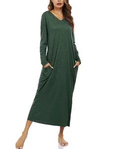 Cotton Nightgowns for Women Long Sleeve Nightshirts Winter Warm Sleeping Gown... - Picture 1 of 7